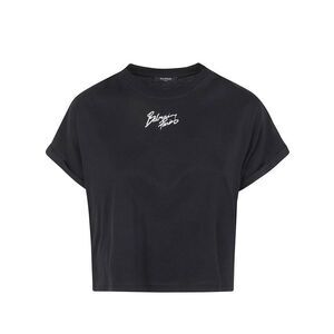 BALMAIN Signature Logo Cotton Jersey T-Shirt Women BLACK T-Shirts & Tops